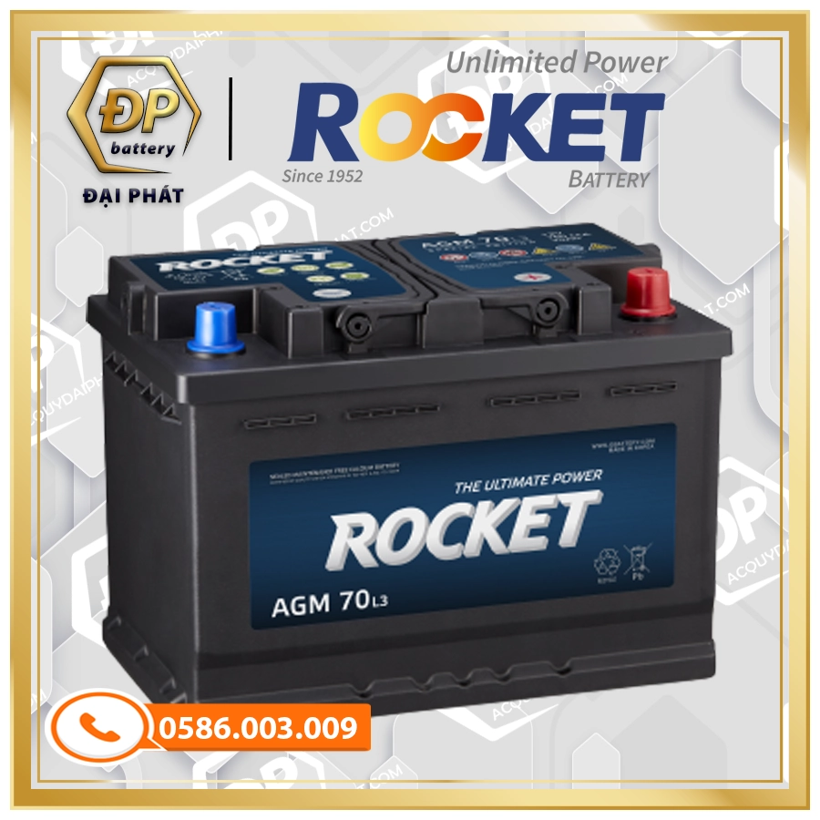 Ắc Quy Rocket AGM L3 (12V-70Ah)