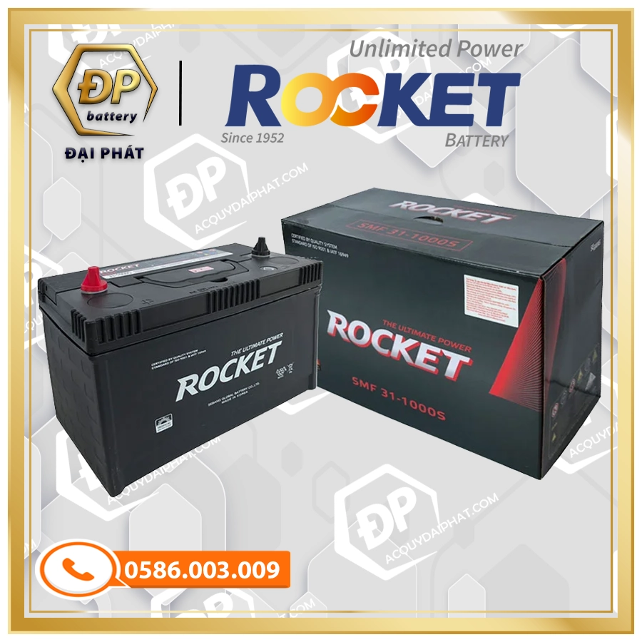 Ắc Quy Rocket 31-1000S (12V-100Ah) Cọc vít